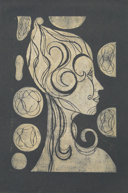 Candice — linocut